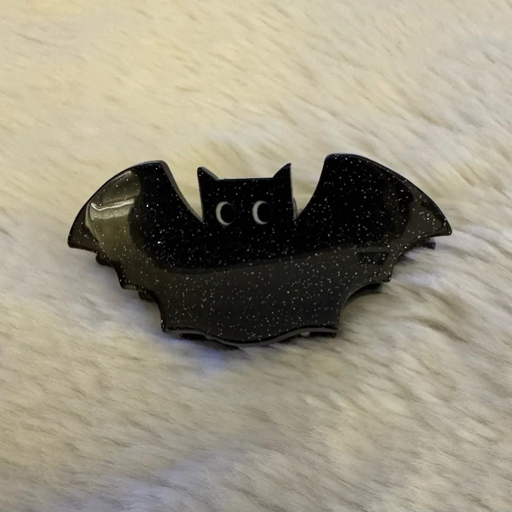 Mini Hair Clip, Black Bat